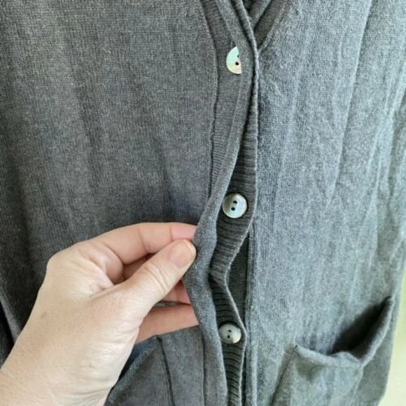 Banana Republic Wool Cashmere Blend Cardigan Pockets Grey Longline academia - Picture 10 of 10